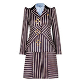 Wicked (2024) Elphaba Black Stripe Dress Jacket Set Outfits Cosplay Costume