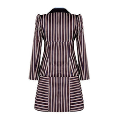 Wicked (2024) Elphaba Black Stripe Dress Jacket Set Outfits Cosplay Costume