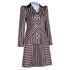 Wicked (2024) Elphaba Black Stripe Dress Jacket Set Outfits Cosplay Costume