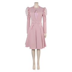 Wicked (2024) Glinda Pink Puff Sleeves Skirt Outfits Cosplay Costume