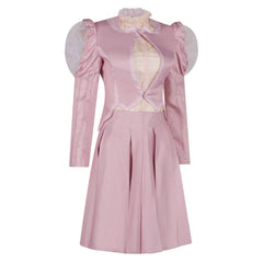 Wicked (2024) Glinda Pink Puffed Sleeves Set Outfits Cosplay Costume