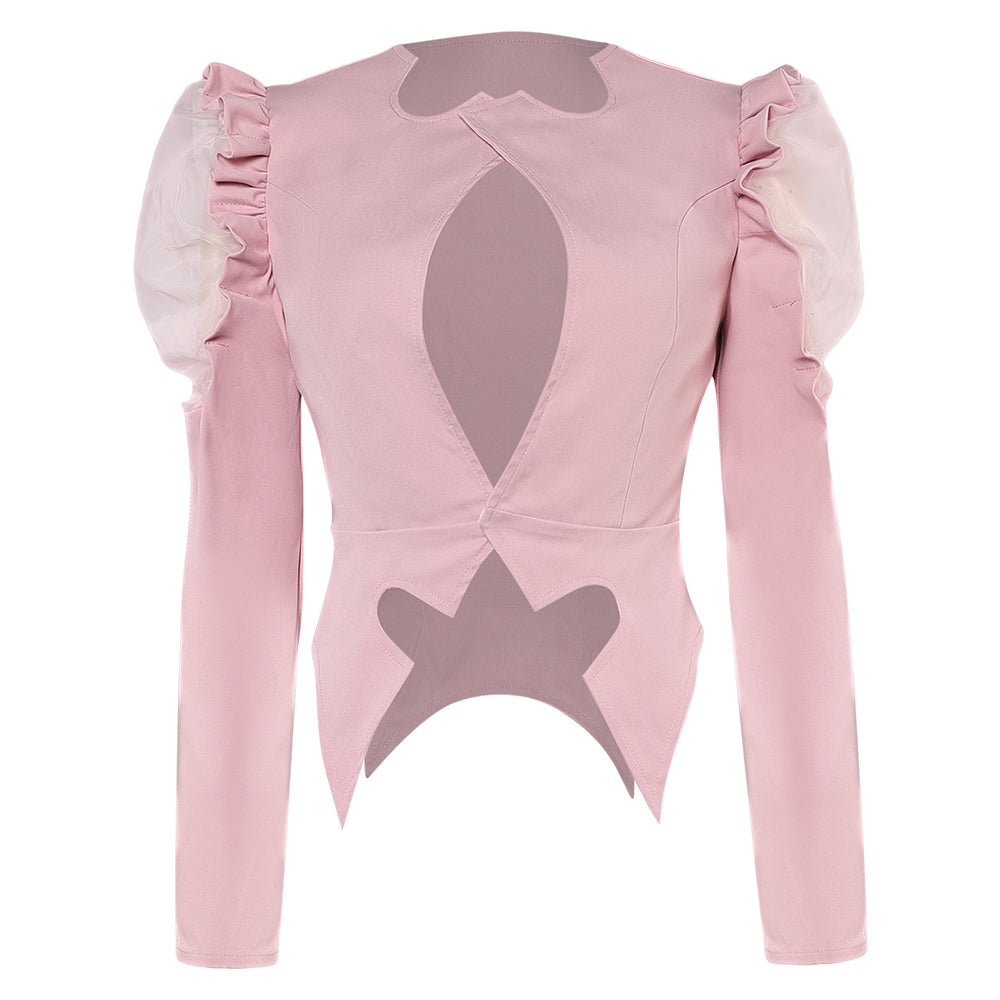 Wicked (2024) Glinda Puff Sleeve Pink Jacket Coat Outfits Cosplay Costume