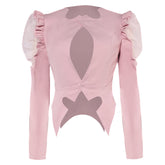 Wicked (2024) Glinda Puff Sleeve Pink Jacket Coat Outfits Cosplay Costume