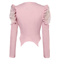 Wicked (2024) Glinda Puff Sleeve Pink Jacket Coat Outfits Cosplay Costume