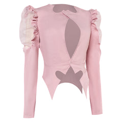 Wicked (2024) Glinda Puff Sleeve Pink Jacket Coat Outfits Cosplay Costume