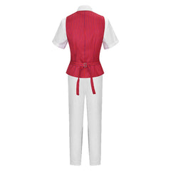 Wicked Musical Prince Fiyero Red Vest White Set Outfits Cosplay Costume