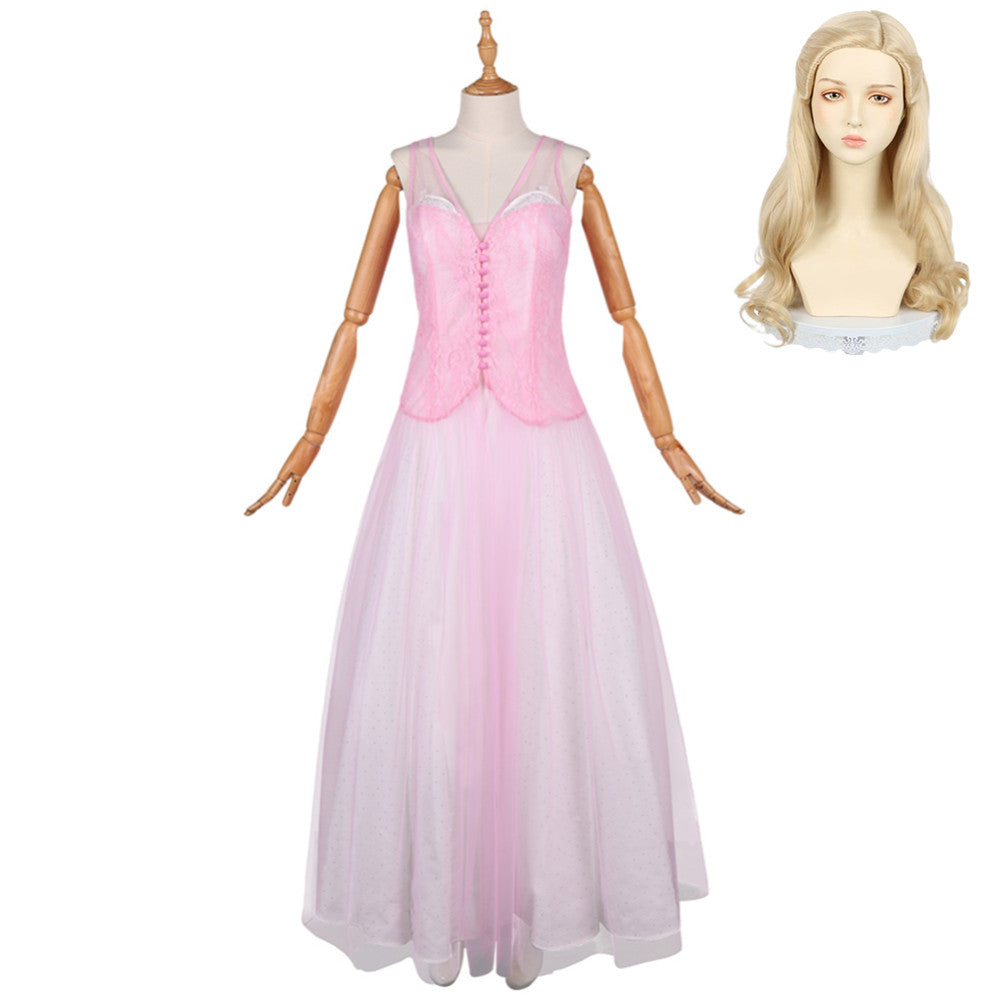 Wicked: For Good (2025) Glinda White Dress Pink Cardigan Set Outfits Cosplay Costume