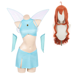 Winx Club Princess Bloom Blue Fairy Top Skirt Wings Set Outfits Cosplay Costume