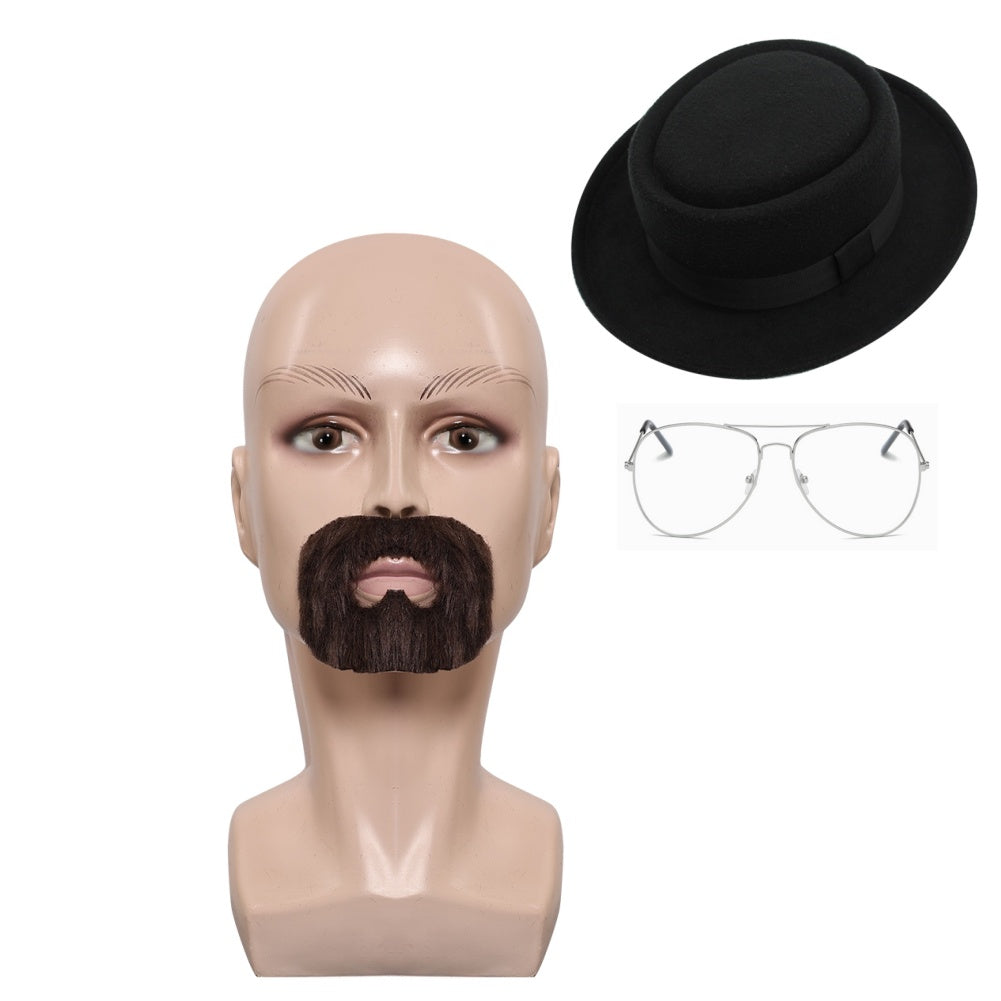 Breaking Bad Walter White Glasses Hat Beard Cosplay Accessories Halloween Props