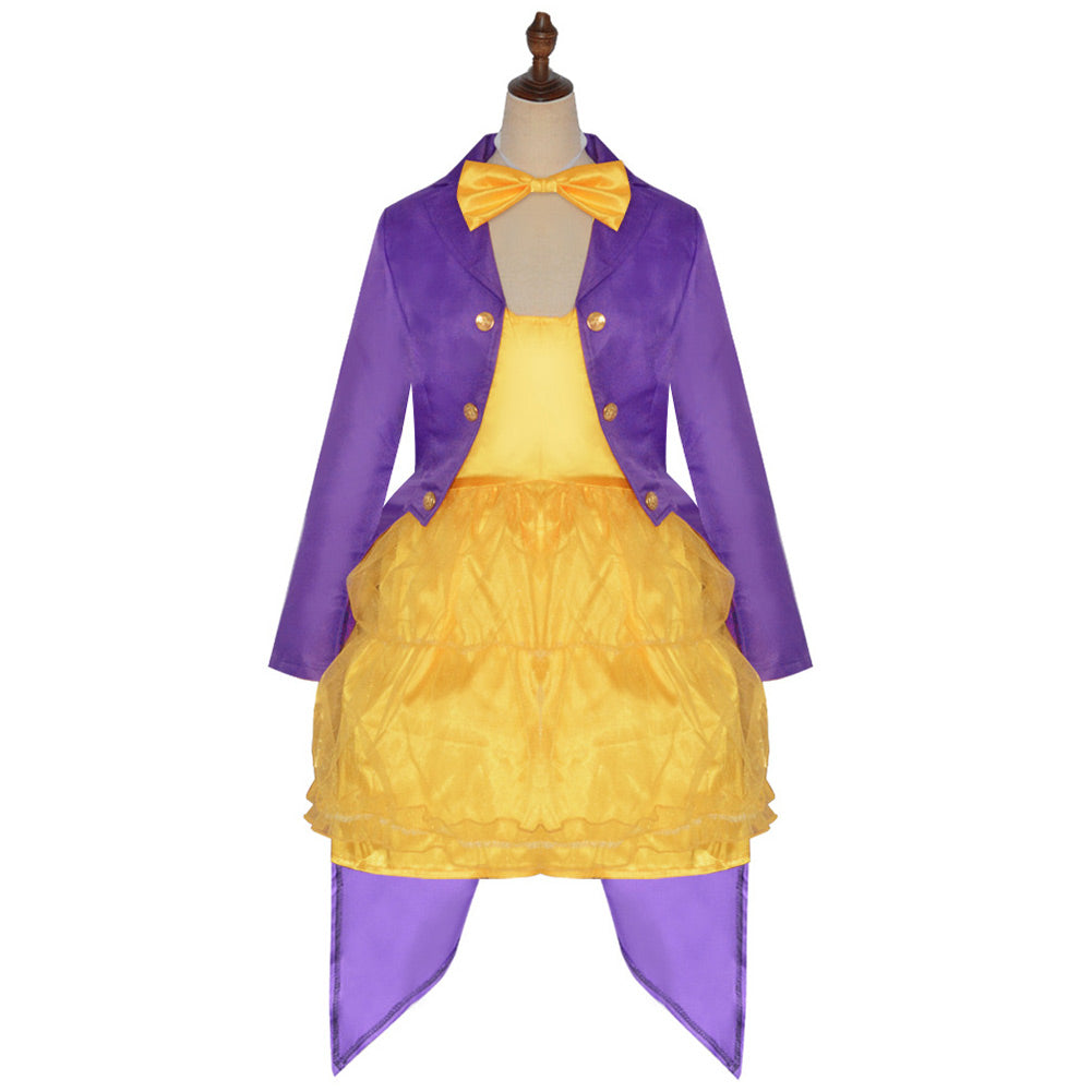 Wonka Willy Wonka Purple Jacket Yellow Dress Outfits Cosplay Costume