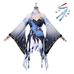 Wuthering Waves Yangyang Xuanling Blue Black Dress Set Outfits Cosplay Costume