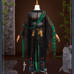 Where Winds Meet (2025) Zui Hua Yin Sect Green Set Wuxia Hanfu Outfits Cosplay Costume