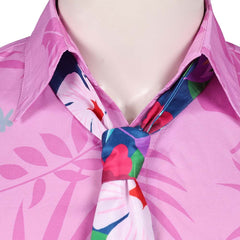 Zootopia 2 (2025) Nick Wilde Pink Printed Shirt Necktie Outfits Cosplay Costume