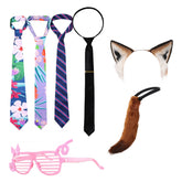 Zootopia 2 (2025) Nick Wilde Neckties Pre Tied Tie Glasses Fox Ears Tail Cosplay Accessories Props