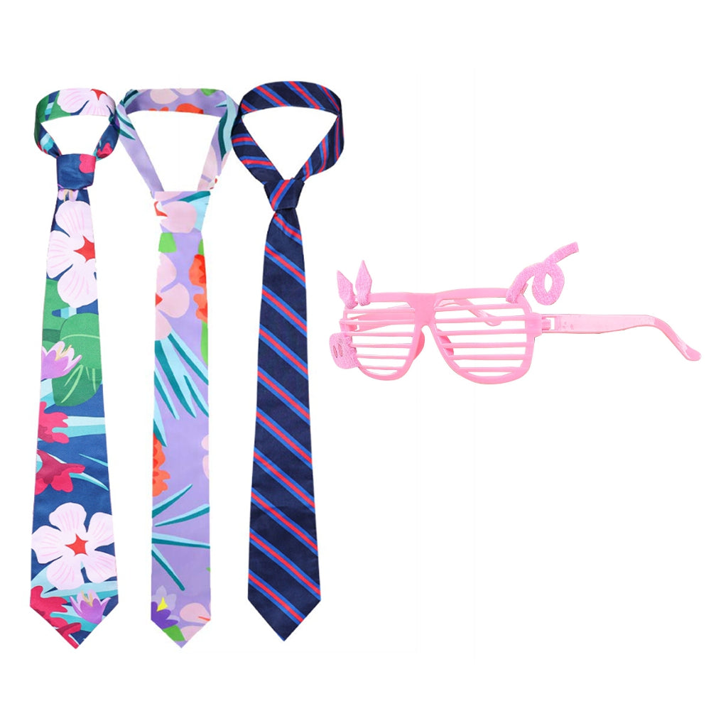 Zootopia 2 (2025) Nick Wilde Striped Summer Necktie Glasses Cosplay Accessories Props