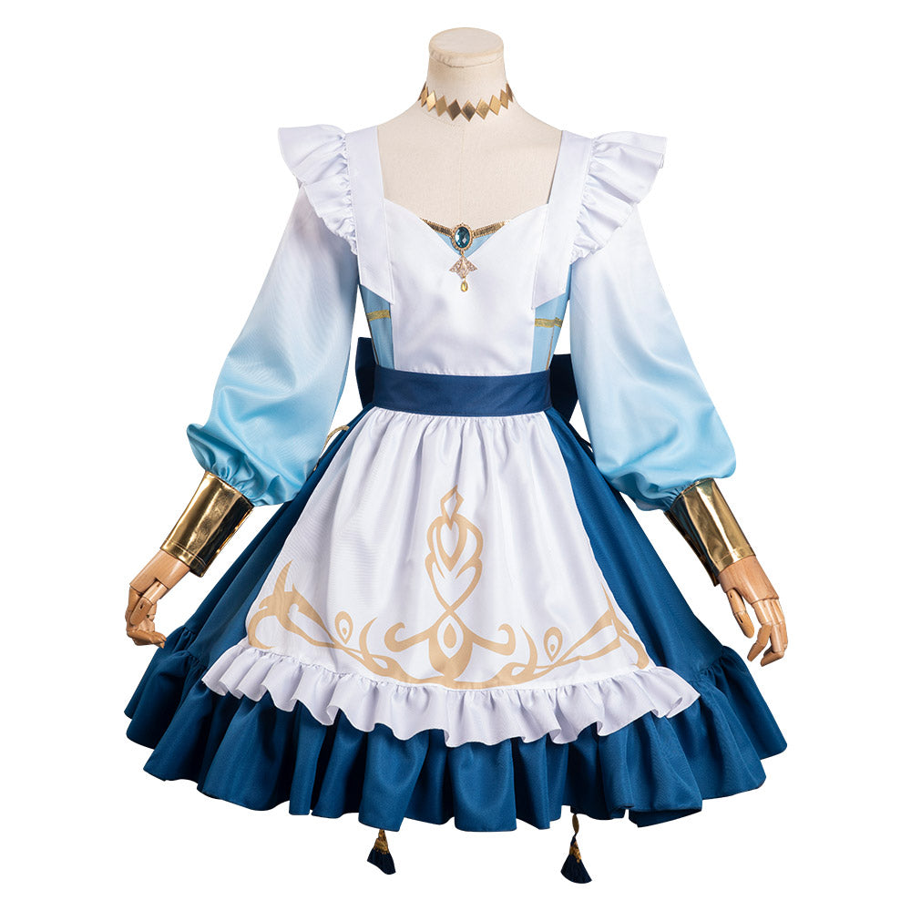 Game Genshin Impact Nilou Cosplay Costume Blue Lolita Maid Dress Outfits Halloween Carnival Suit-Coshduk