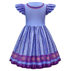 Kids Girls Movie Wish 2023 Asha Purple Dress Outfits Cosplay Costume Halloween Carnival Suit