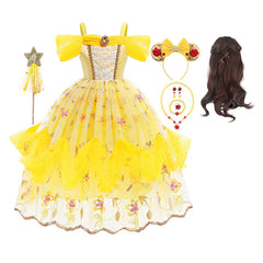 Kids Girls Movie Beauty And The Beast Belle Cosplay Costume Outfits Halloween Carnival Suit