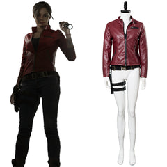 Game Resident Evil 2 Remake Claire Redfield Red Jacket Coat Outfit Halloween Cosplay Costume