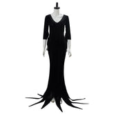 Morticia Black Dress Cosplay Costume Outfit Halloweem Suit