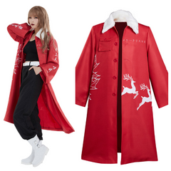 Christmas Style Bosozoku Kimono Cosplay Costume New Year Party Red Coat Outfits Halloween Carnival Suit