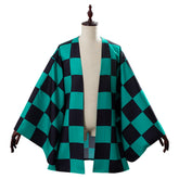Kamado Tanjirou Green Kimono Coat Outfit Cosplay Costume Halloween Suit