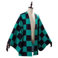 Kamado Tanjirou Green Kimono Coat Outfit Cosplay Costume Halloween Suit