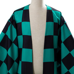 Kamado Tanjirou Green Kimono Coat Outfit Cosplay Costume Halloween Suit