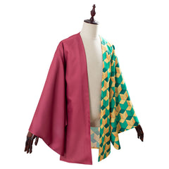 Giyuu Tomioka Red Green Kimono Robe Only Outfits Halloween Cosplay Costume