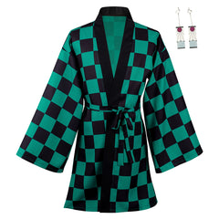 Kamado Tanjirou Cosplay Costumes Halloween Carnival Suit with Earrings