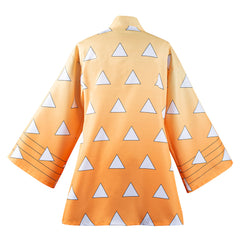 Agatsuma Zenitsu Yellow Kimono Robe Earrings Belt Set Outfits Cosplay Costume
