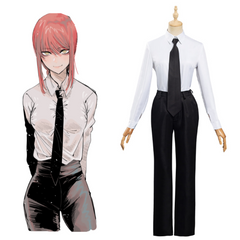 Anime Makima White Shirt Pants Outfit Halloween Carnival Suit Cosplay Costume