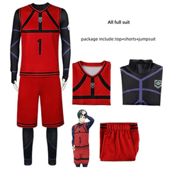 Anime Blue Lock Football Uniform Cosplay Costume Top Shorts Outfits Halloween Carnival Suit