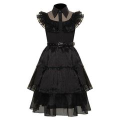 Kids Children Jenna Ortega Black Dress Outfits Cosplay Costume Halloween Carnival Suit