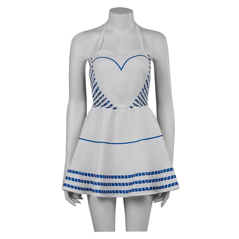 Movie Barbie 2023 Margot Robbie Barbie Outfits White Dress Cosplay Costume Halloween Carnival Suit