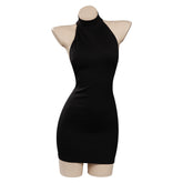Vermeil in Gold Vermeil Black Backless Dress Outfits Cosplay Costume Halloween Carnival Suit