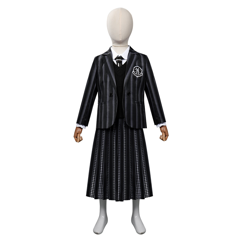 Kids Children TV Jenna Ortega School Uniform Dress Outfits Cosplay Costume Halloween Carnival Suit