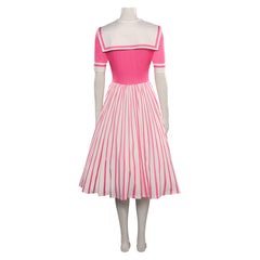 Movie Barbie 2023 Skipper Pink Stripe Dress Outfits Cosplay Costume Halloween Carnival Suit