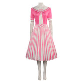 Movie Barbie 2023 Skipper Pink Stripe Dress Outfits Cosplay Costume Halloween Carnival Suit