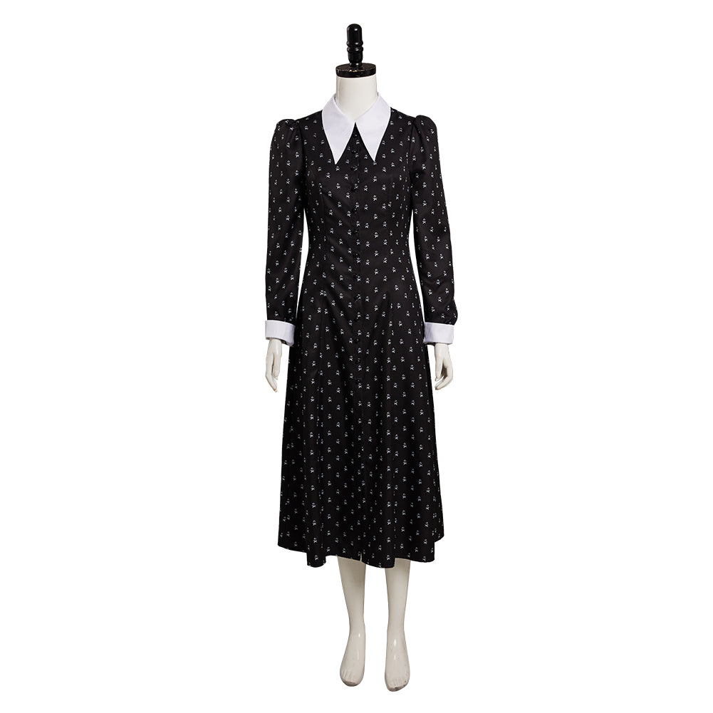 TV Jenna Ortega Black Polka Dot Dress Outfits Cosplay Costume Halloween Carnival Suit