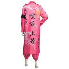 Japanese Bosozoku Kimono Cosplay Costume Pink Coat Pants Outfits Halloween Carnival Suit