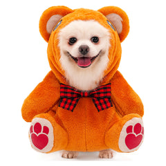 Cute Brown Bear Pet Teddy Dog Clothing Outfits Cosplay Costume Halloween Carnival Suit