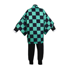 Adult Tanjirou Green Kimono Outfit Set Cosplay Costume Halloween Suit