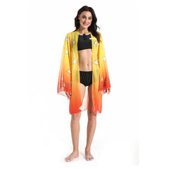 Agatsuma Zenitsu Yellow Robe Beach Swimsuit Set Cosplay Costume