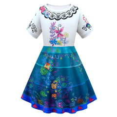Kids Girls Encanto Mirabel Cosplay Dress With Bag Halloween Carnival Suit