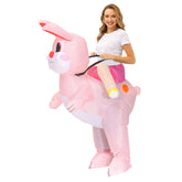 Adult Kids Easter Pink Rabbit Inflatable Outfits Monster Mascot Cosplay Costume Halloween Carnival Suit