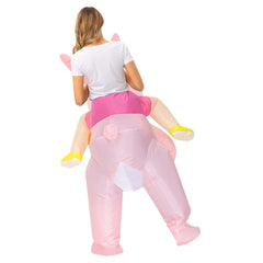 Adult And Kids Pink Inflatable Rabbit Monster Mascot Cosplay Costume Halloween Carnival Suit
