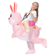 Adult Kids Easter Pink Rabbit Inflatable Outfits Monster Mascot Cosplay Costume Halloween Carnival Suit