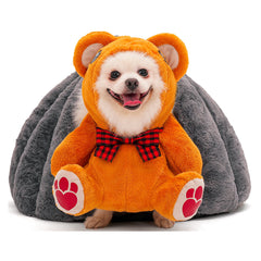 Cute Brown Bear Pet Teddy Dog Clothing Outfits Cosplay Costume Halloween Carnival Suit