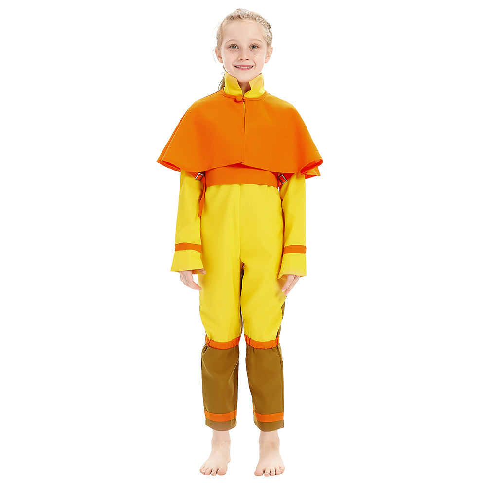 Kids Children Avatar: The Last Airbender Aang Yellow Jumpsuit Outfits Cosplay Costume Halloween Carnival Suit